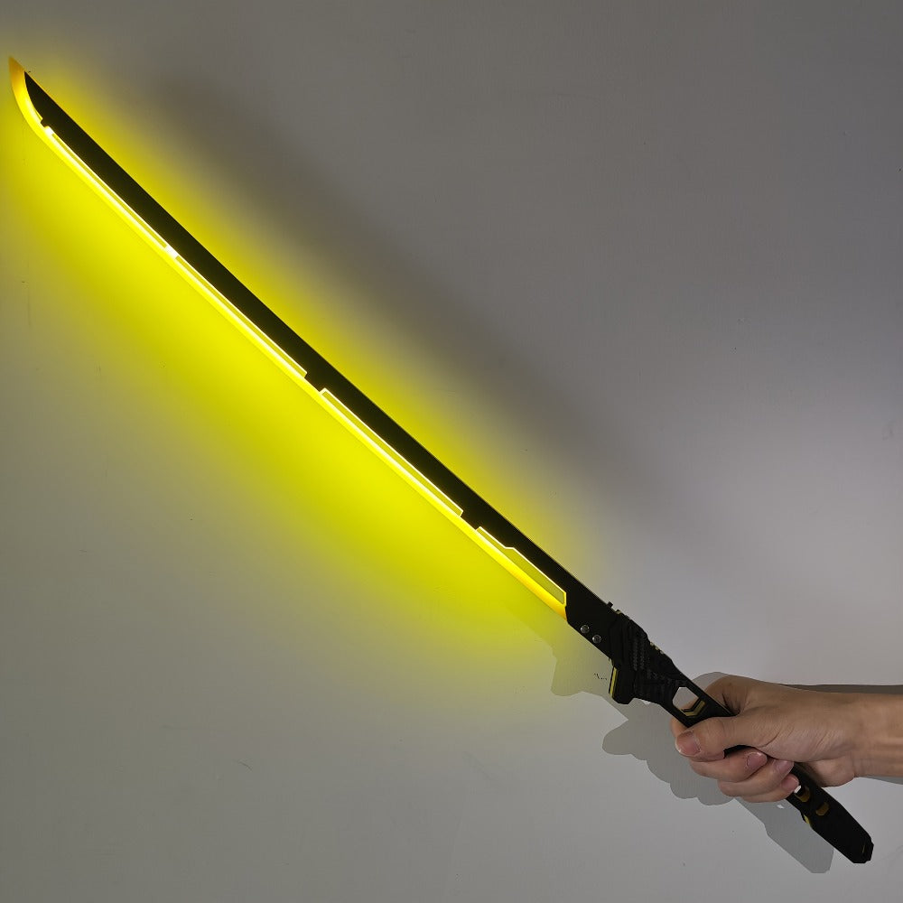 1:1 Scale Sci-Fi Glowing Sword for Cosplay Halloween Masquerade Party Display Collectible Blunt Safe Red Orange Green – LED Cyberpunk Katana Prop 80cm Acrylic - product image 28