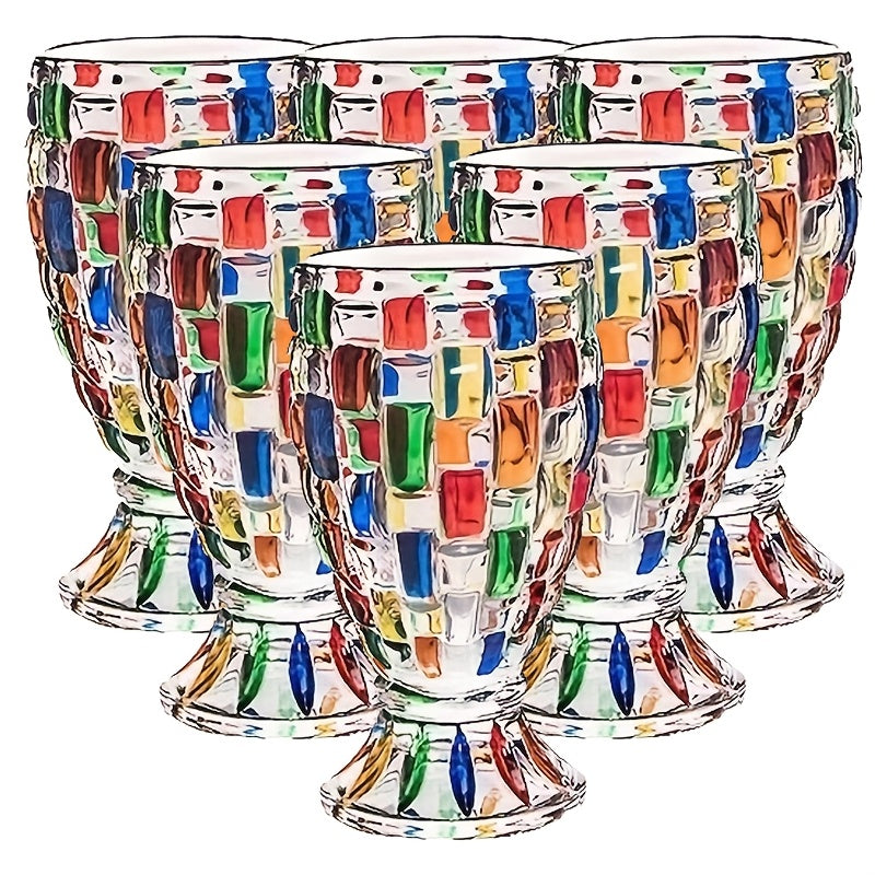 Colorful Geometric Rim Drinking Glasses Set – Shatterproof Wine Glasses for Champagne, Iced Tea & Cocktails – Dishwasher Safe – Perfect Gift for Christmas, Valentine's Day & Partie - product image 14