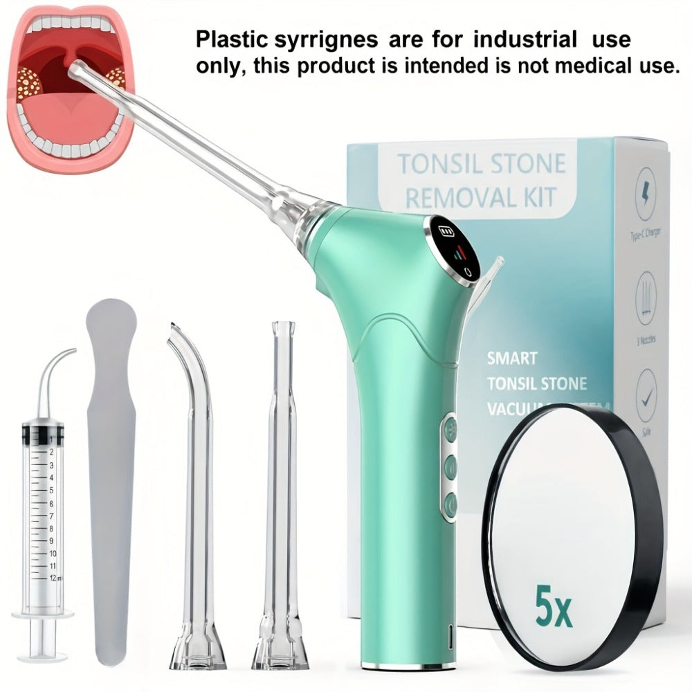 Tonsil Stone Remover Electric Vacuum Kit with LED Light – 3 Suction Modes 5X Magnifying Mirror Oral Irrigator Safe Gentle Tonsillolith Removal Tool for Adults at Home Use Rechargea - product image