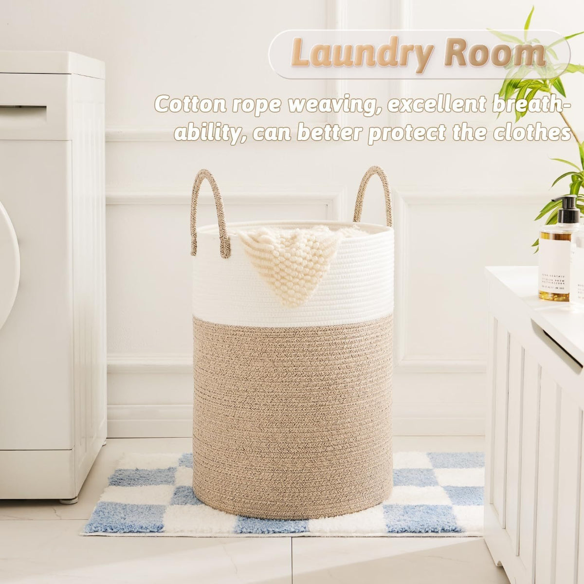 Collapsible Laundry Basket, Woven Rope Laundry Hamper, 12.15gal/15.85gal/21.13gal/26.42gal Laundry Bag for Decor Storage of Dirty Clothes, and Blankets in - product image 2