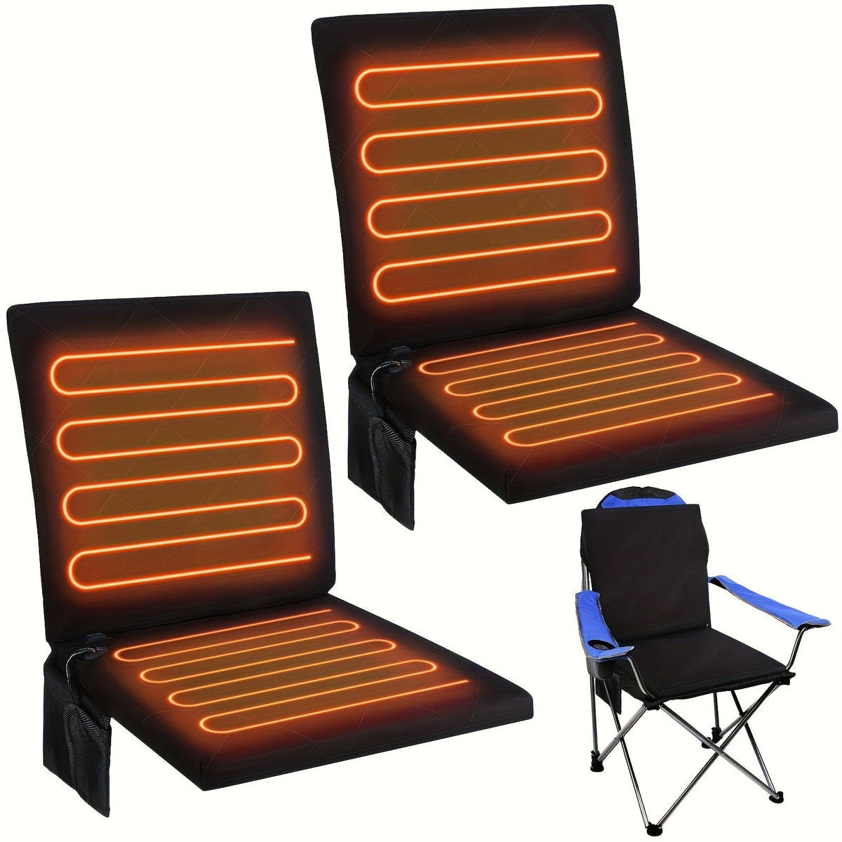 USB Heated Seat Cushion Foldable Heating Pad with 3 Adjustable Heat Modes – Travel-friendly Electric Warming Cushion for Stadium, Camping, Office & Outdoor Use, Available in 1pc & 2pcs (USB Power, No Battery)