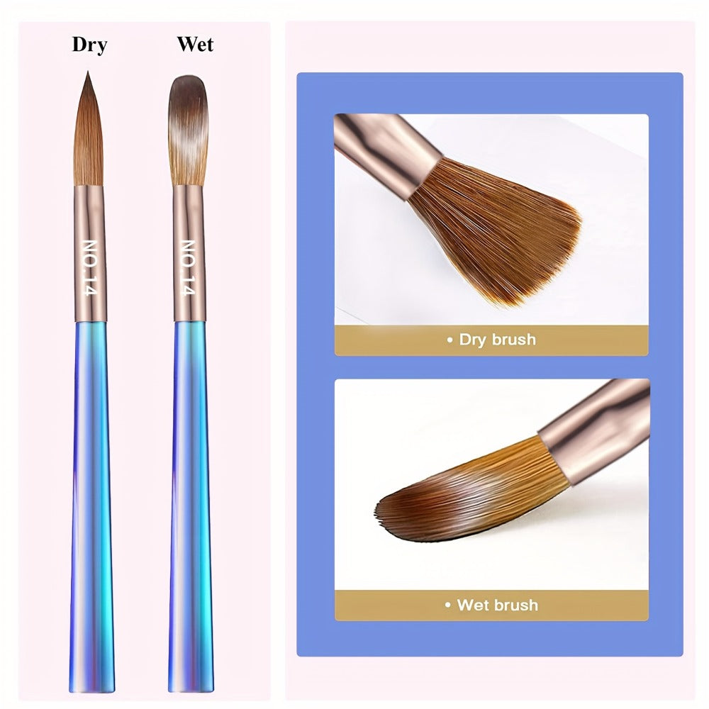 Nail Art Brush Set 7Pcs Aurora Blue Handle – Professional Acrylic Gel UV Nail Painting Brushes for Sculpting Dotting Liner Drawing & Extension Building, Formaldehyde-Free Bristles  - product image 2