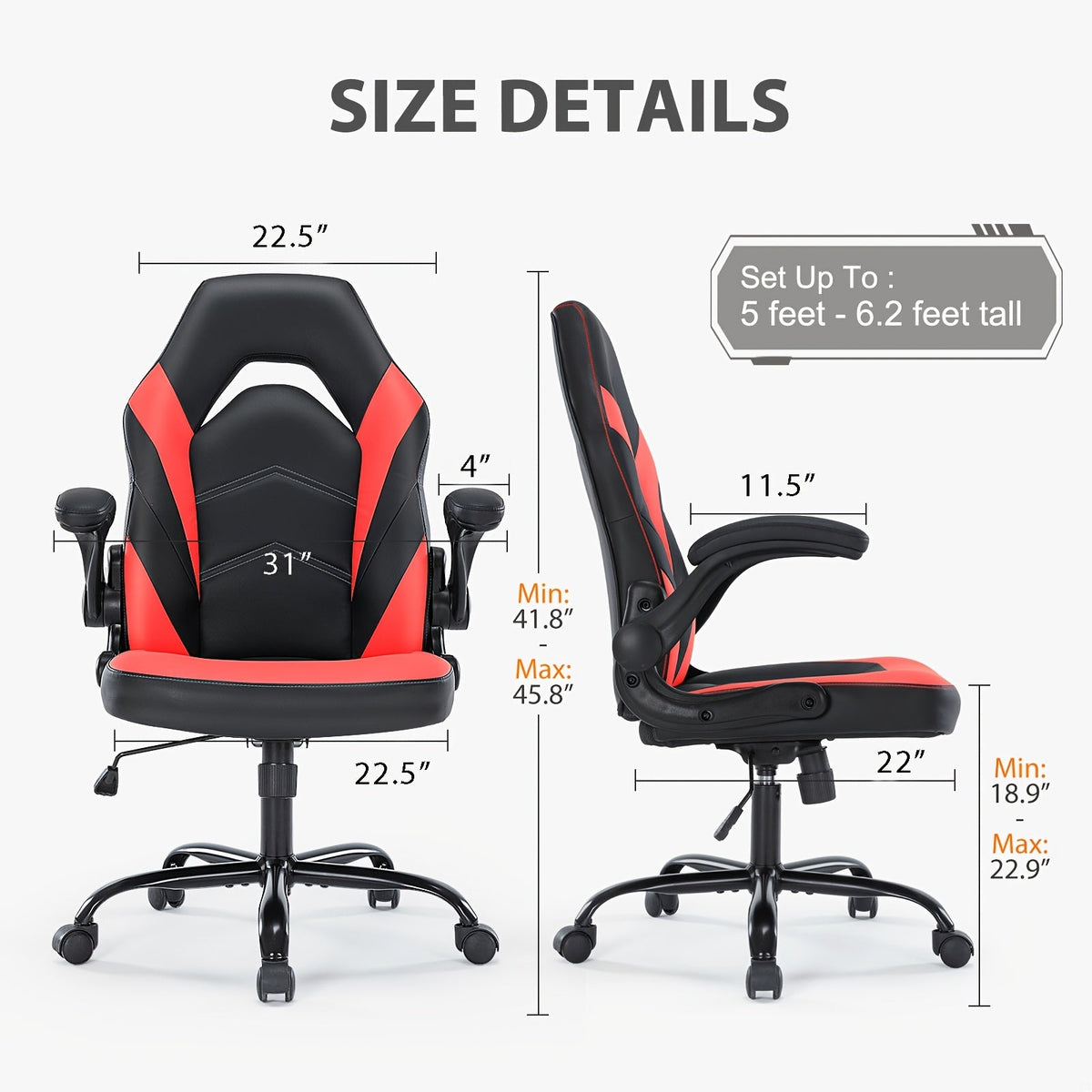 Esports Racing Style Computer Office Chair with Footrest for Home Office Desk Work Study – Ergonomic Gaming Chair with Rotating Armrest Lumbar Support & Headrest