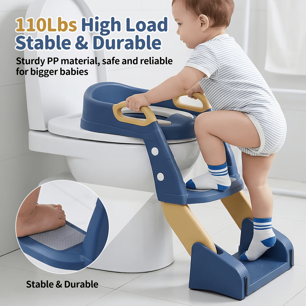 2-In-1 Toilet Potty Training Seat with Step Stool Ladder, Safe and Comfortable Potty Chair with Anti-Slip Design, Adjustable Height, Foldable for Easy Storage - product image 8
