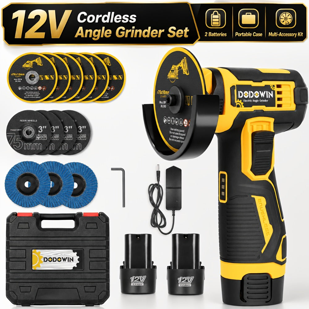Mini Cordless Angle Grinder 19500RPM – Electric Grinding Polishing Tool for Metal Wood Stone Concrete | Lithium Power Grinder with Battery Options - product image