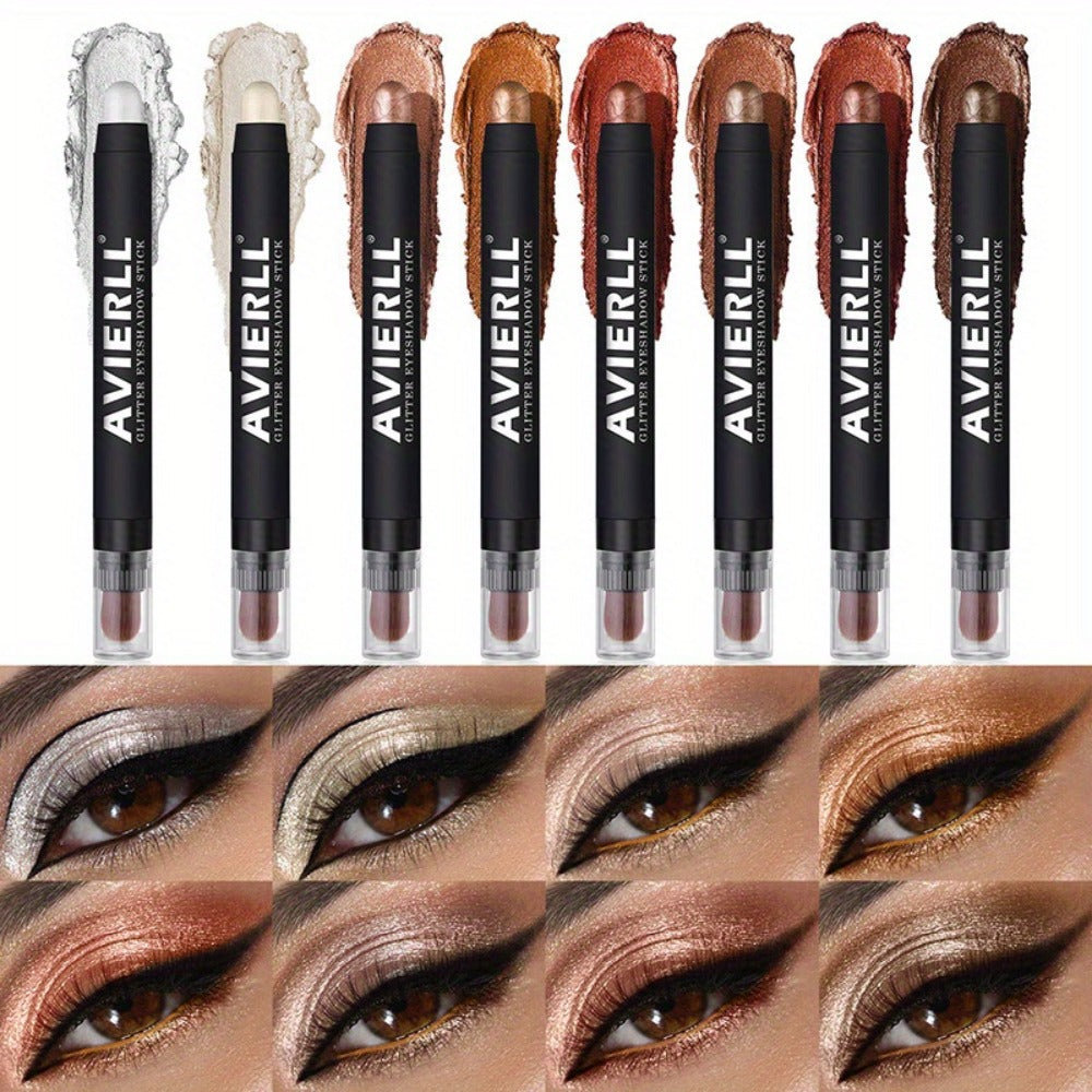 Waterproof Eyeshadow Stick Set 8 Piece – Shimmer, Pearlescent & Matte Eye Shadow Pencils, Creamy Blendable Formula, Long-Lasting Smoky Natural Glitter Eye Looks, Gift for Her - product image 7