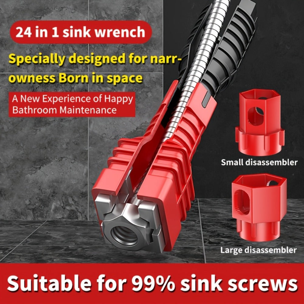 Sink Wrench Kit 18-in-1 Plumbing Tool Set - Universal Faucet Basin Wrench for Tight Spaces, Non-Slip Ergonomic Handle, Pipeline Maintenance Tool for Kitchen, Bathroom & Emergency P - product image 7