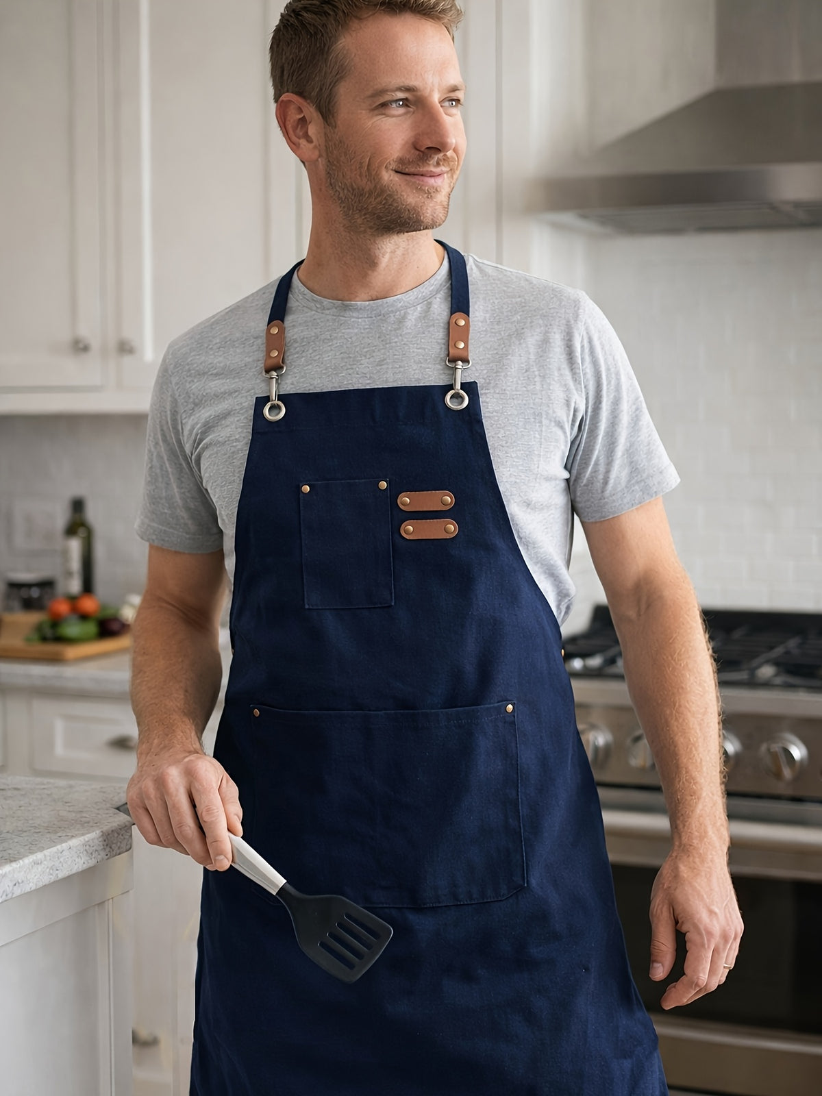 Festive Multi-Use Apron 12OZ Canvas Tool Apron With 3 Pockets - For Cooking, Gardening, Coffee Making, Thanksgiving & Christmas Gift Idea - Unisex Adjustable - product image 21