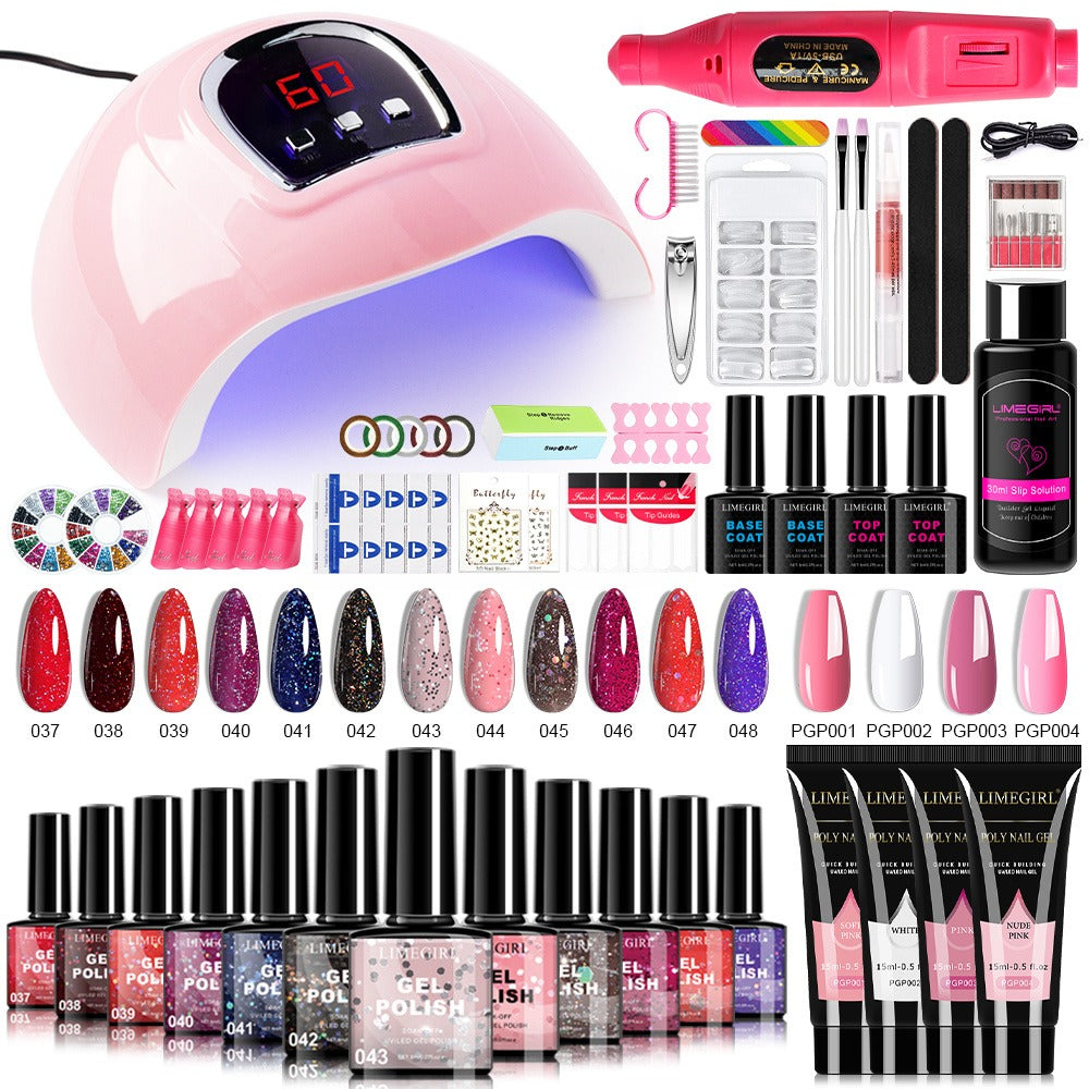 Gel Nail Polish Kit with UV Lamp & Electric Nail Drill - 12 Colors Gel Polish Set, Poly Extension Gel, Top & Base Coat, Glitter Nail Art Complete Starter Set for Home Salon, Beginn - product image 5