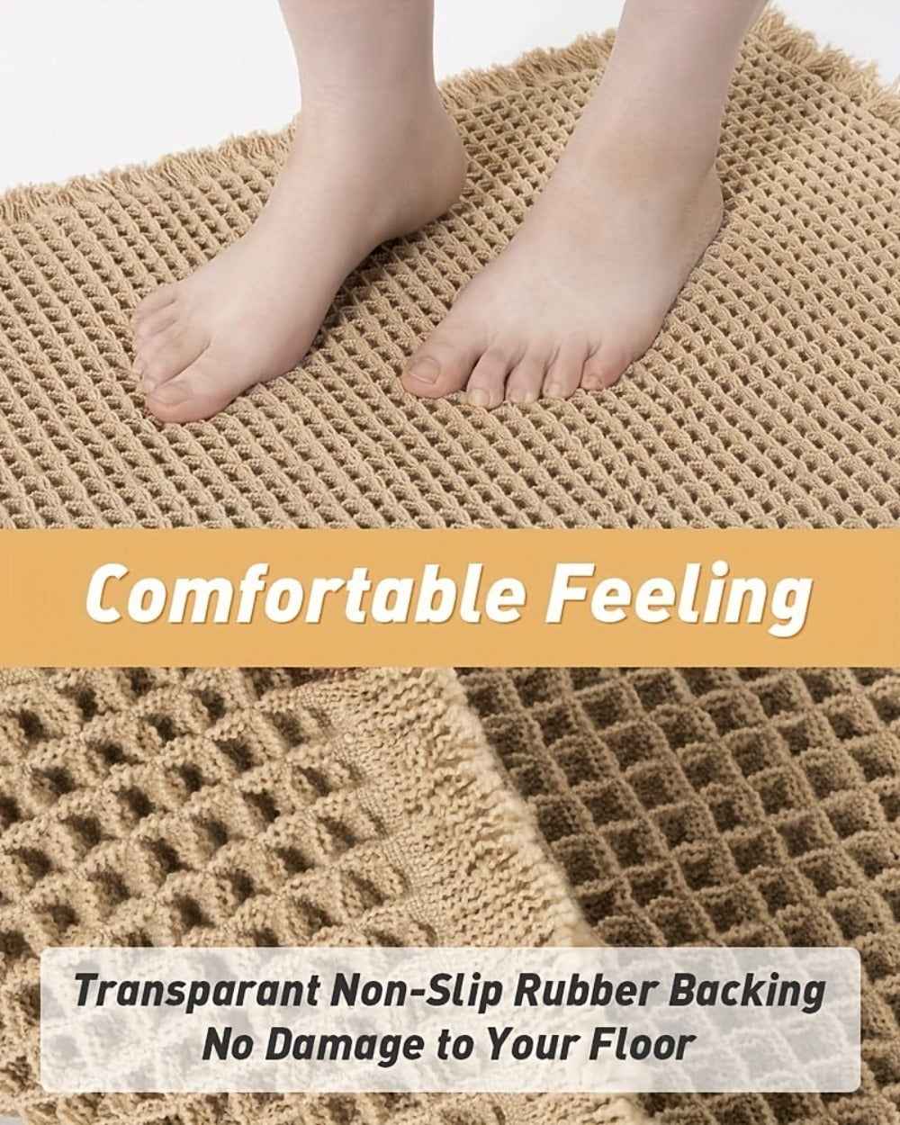 Non-Slip Bath Mat with Tassels Super Absorbent Ultra Soft Machine Washable Bathroom Rug with Anti-Skid Backing 2 Sizes - product image 11