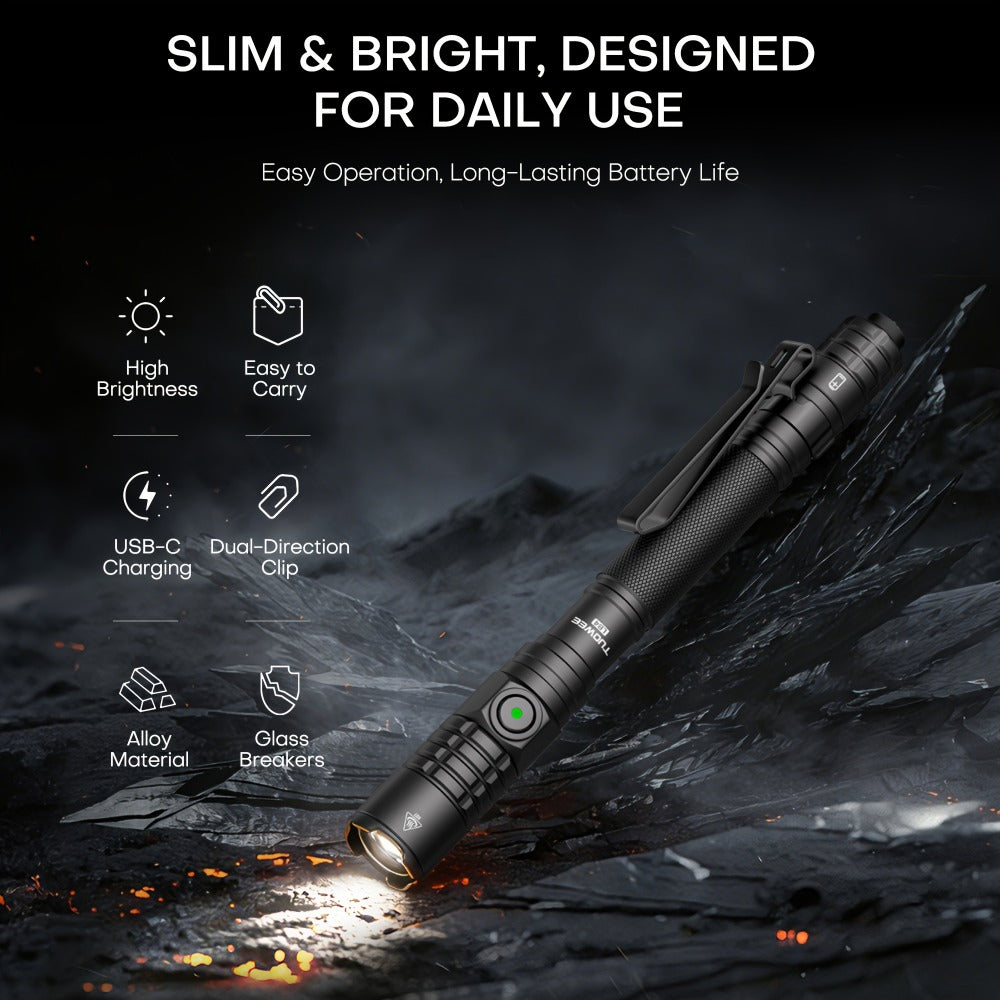 Tactical Penlight 1200 Lumen EDC Flashlight | High-Brightness Torch with Tail Switch Multi-Mode | Slim Pocket Light for Everyday Carry, Camping, Outdoor Activities & Work Lighting - product image 12