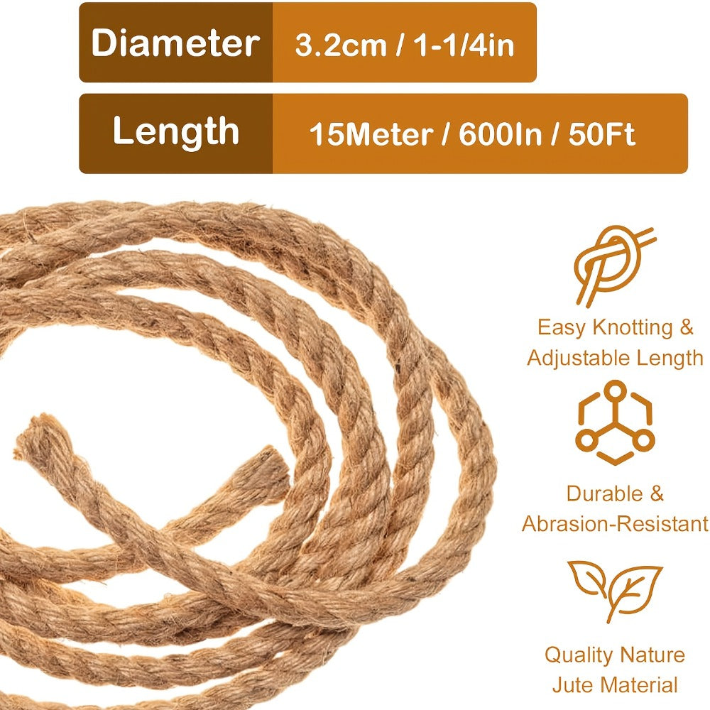 Manila Rope Natural Jute Twisted Hemp Rope – 3/4" 1" 1-1/4" 1.5" Thick Heavy Duty Outdoor Rope for Swing Bed Hammock Railing Crafts Tug of War Landscaping Gardening Bundling Home D - product image 5