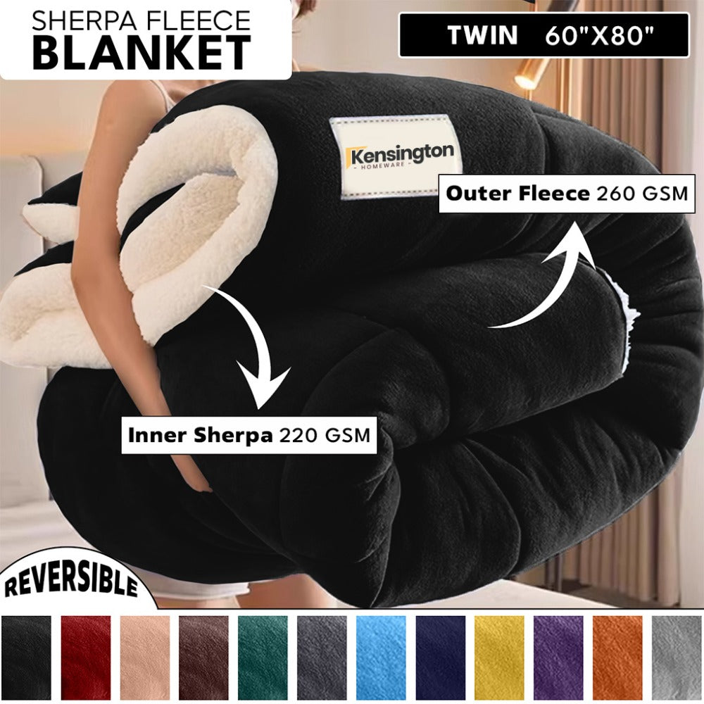 480GSM Sherpa Fleece Blanket – Double-Sided Heavy Warm Throw for Couch, Bed & Travel, Reversible All Season, 13 Colors, 3 Sizes - product image 51