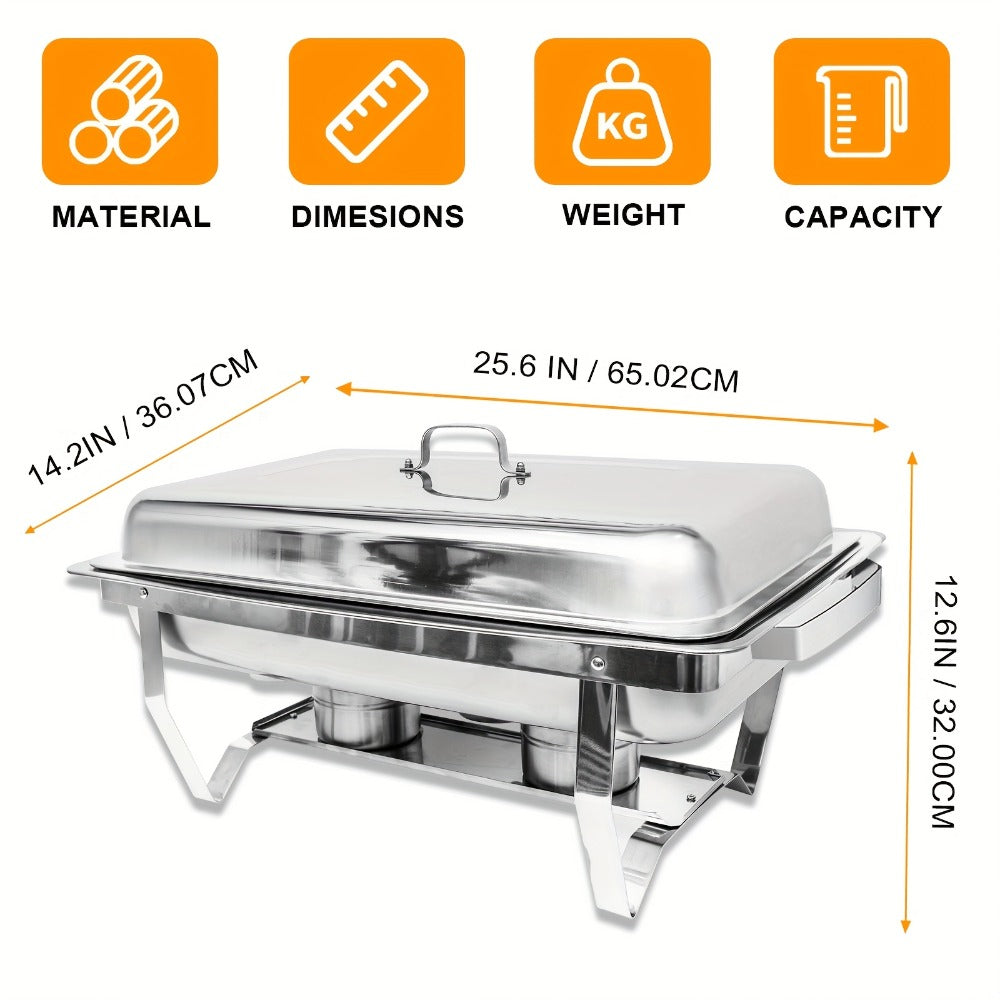 Chafing Dishes Buffet Set 9QT Stainless Steel Food Warmer Trays for Parties Hotel Christmas - 1/2/4/6/8 Pack - product image 2