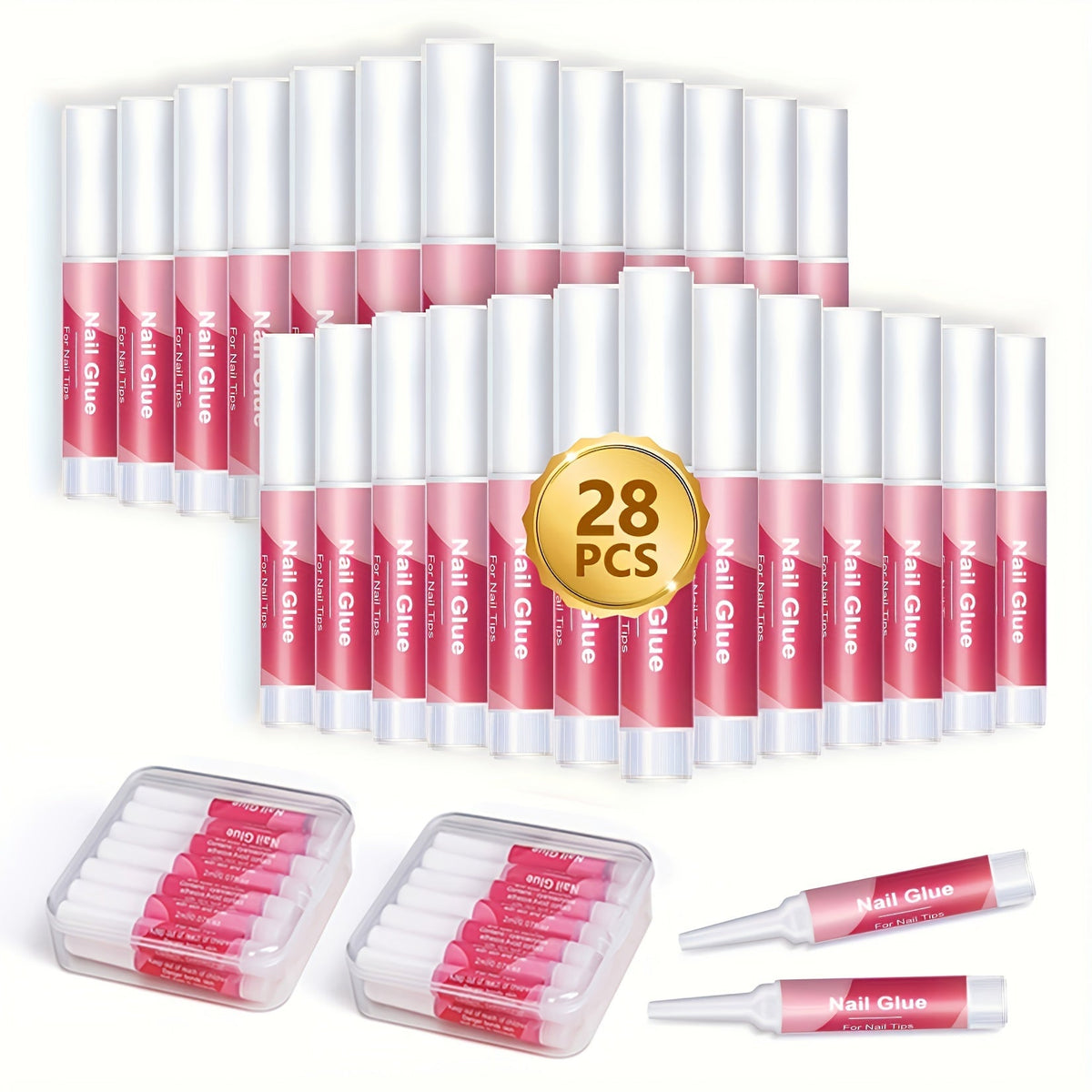 Press On Nail Glue 28pcs Bulk Kit – Super Strong Long Lasting Acrylic Nail Tip Adhesive with Precision Tip Applicator, 2g Each Tube, 280-420 Uses, DIY Home & Salon Manicure Set - product image 7