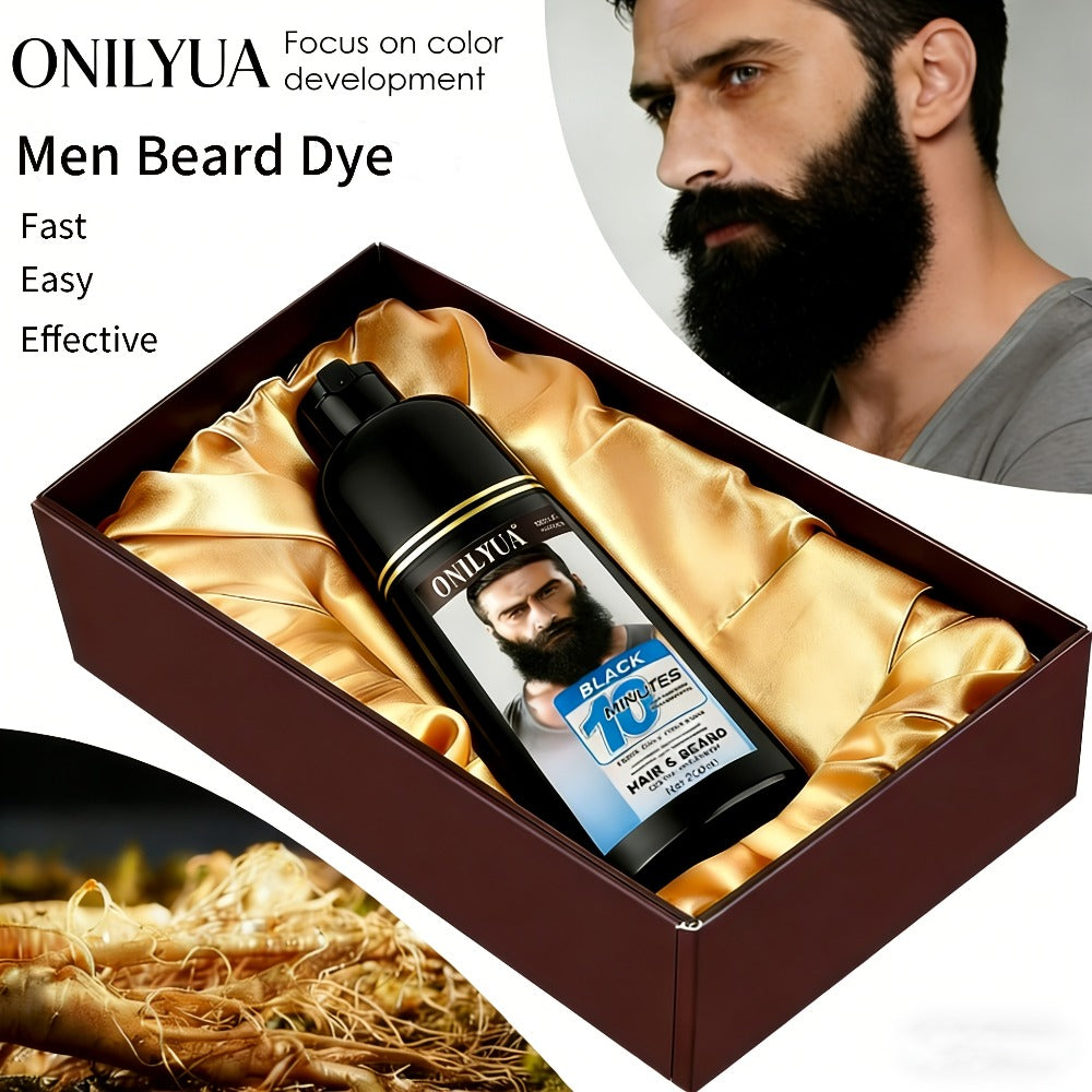 Beard Dye Shampoo for Men 2-in-1 Hair & Beard Grey Coverage Argan Oil No-Mix Formula – Fast 5-20 Min Long-Lasting Natural Color 6.76 oz Mustache Goatee Facial Hair - product image