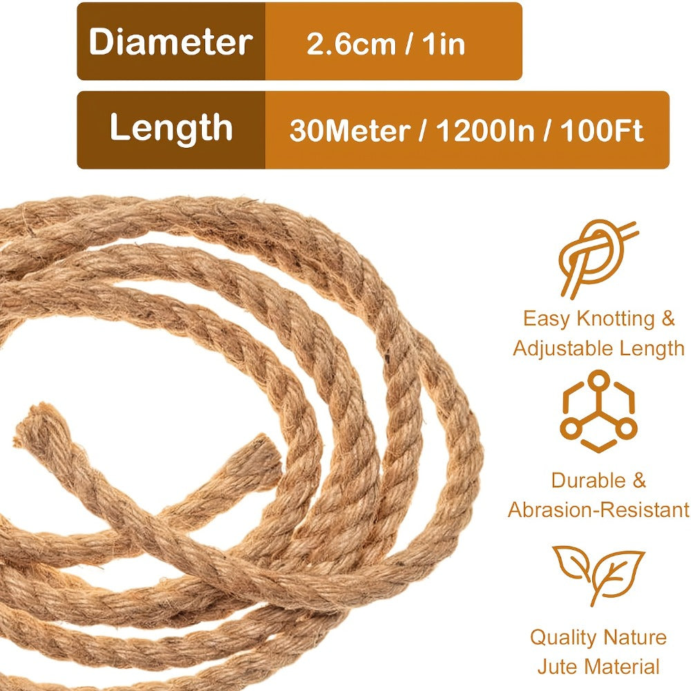 Manila Rope Natural Jute Twisted Hemp Rope – 3/4" 1" 1-1/4" 1.5" Thick Heavy Duty Outdoor Rope for Swing Bed Hammock Railing Crafts Tug of War Landscaping Gardening Bundling Home D - product image 3