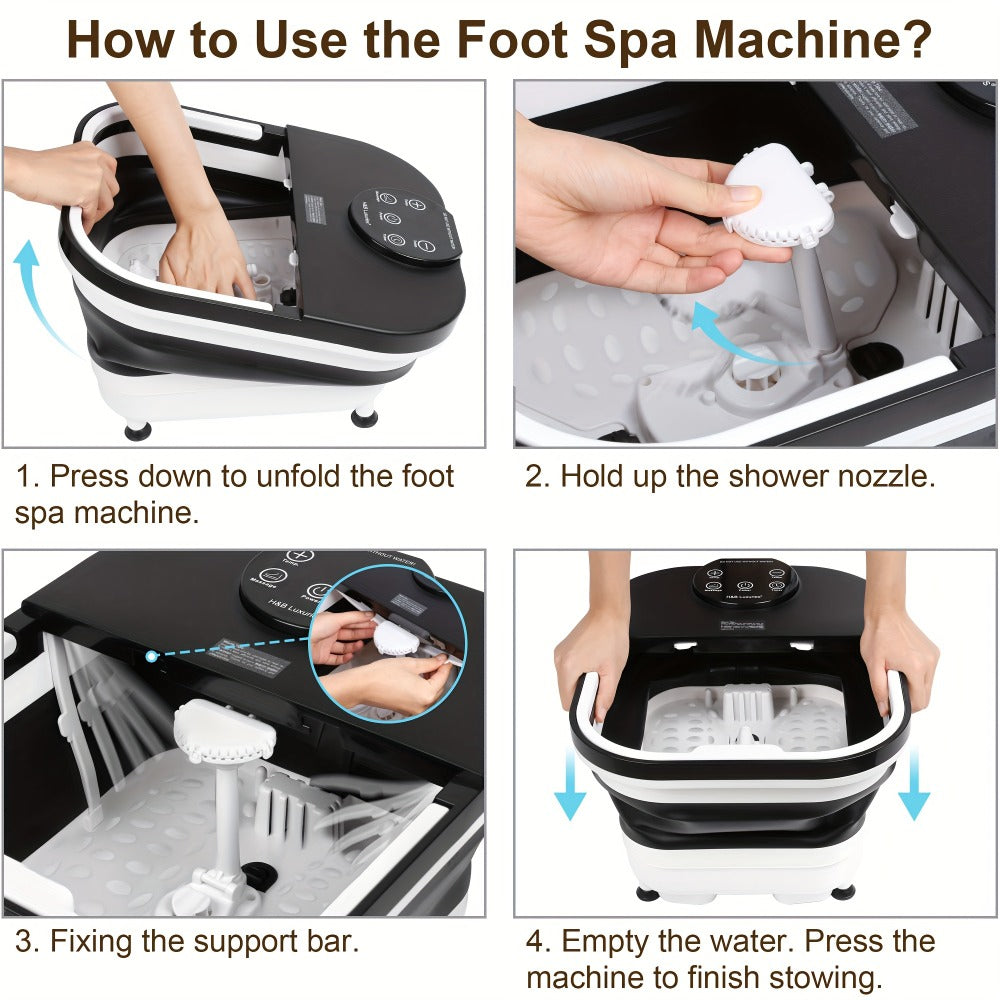 Foldable Foot Spa Bath with 20 Massage Rollers – Touchscreen Temperature Display, Remote Control & Shower Sprayer | Space-Saving Electric Foot Soak Tub for Home Relaxation, Heartfe - product image 11