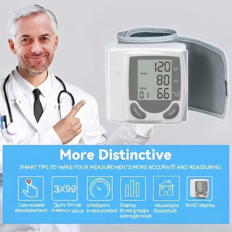 Automatic Wrist Blood Pressure Monitor with Large LCD Screen - Digital Blood Pressure Cuff with Hypertension Detector, Heart Rate & Pulse Meter - product image 11