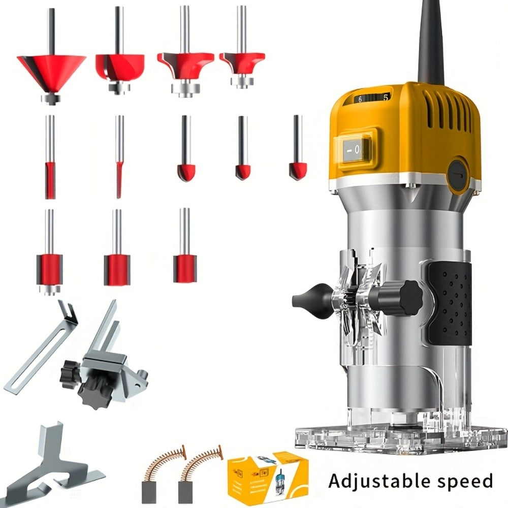 Wood Router 800W Trim Router for Woodworking - 35000RPM Electric Router with Edge Guide, Roller Guide, 6-Speed Adjustment for Precise Trimming, Profiling & Milling - product image 9