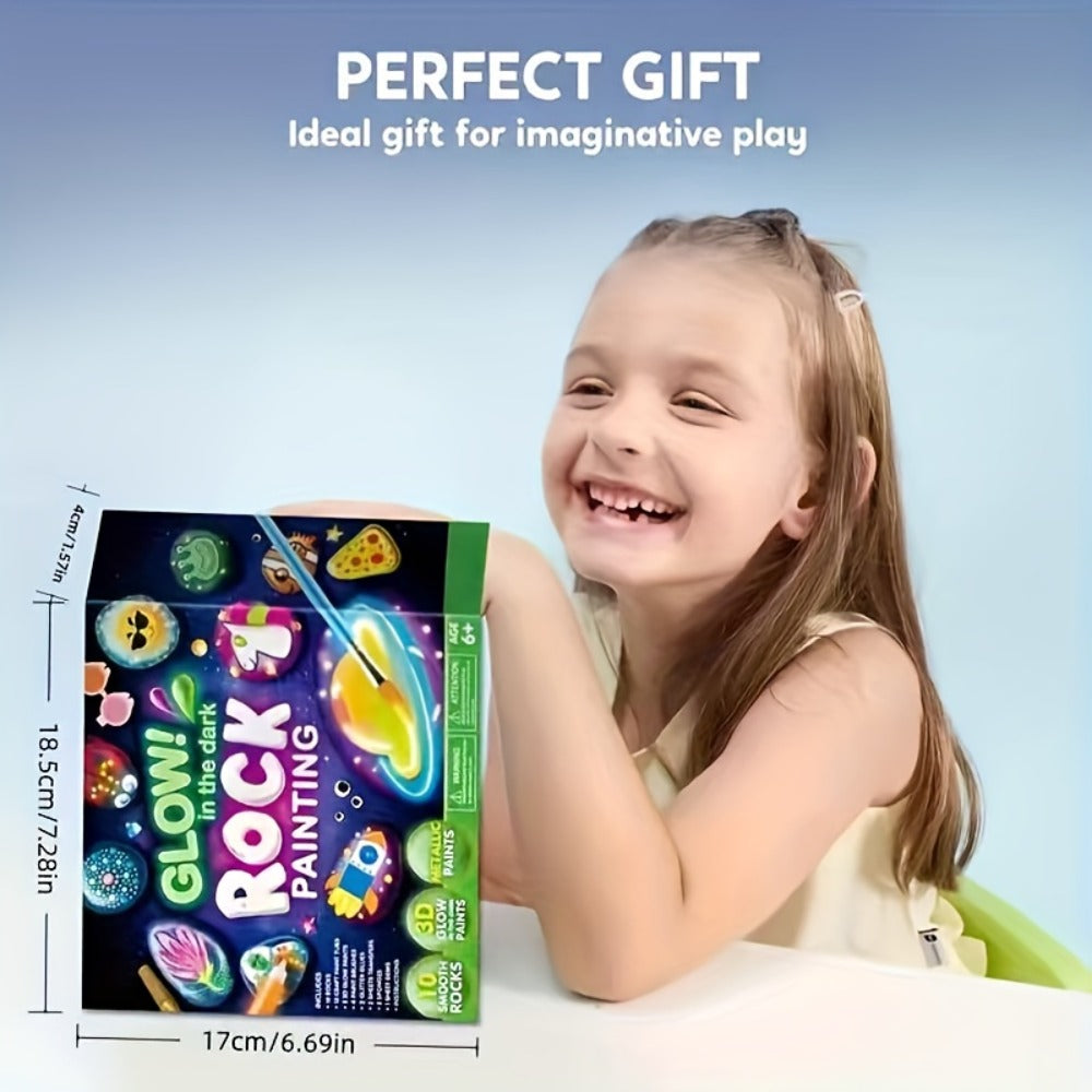 Graffiti Puzzle Outdoor Art Craft Activity Kit Non-Toxic Screen-Free Creative Birthday Party Gift for Boys Girls Ages 5+ – Stone Painting Set Glow in the Dark for Kids
