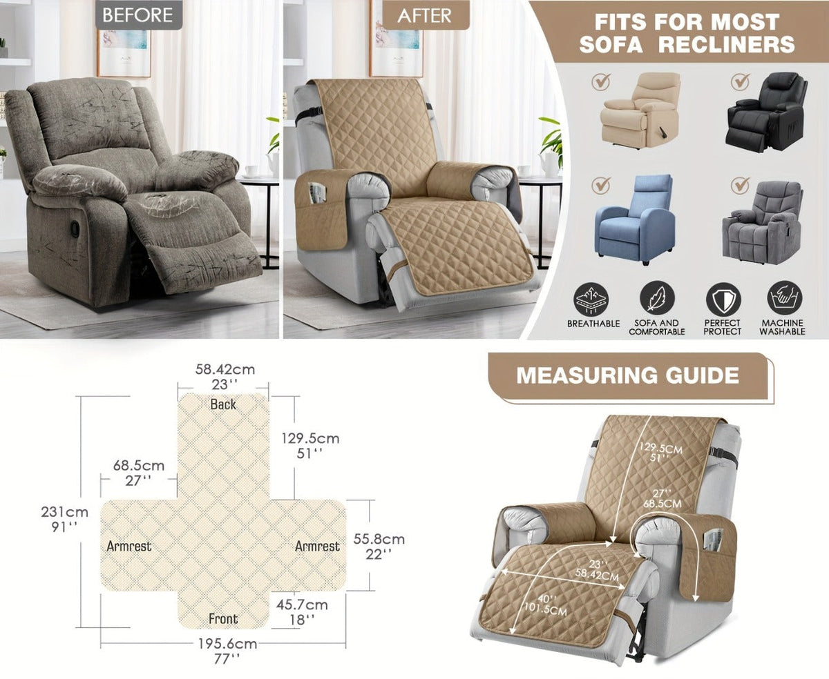 Waterproof Recliner Chair Cover with Pocket | Non-Slip Washable Reclining Sofa Protector for Dogs Cats, Adjustable Strap - product image 14