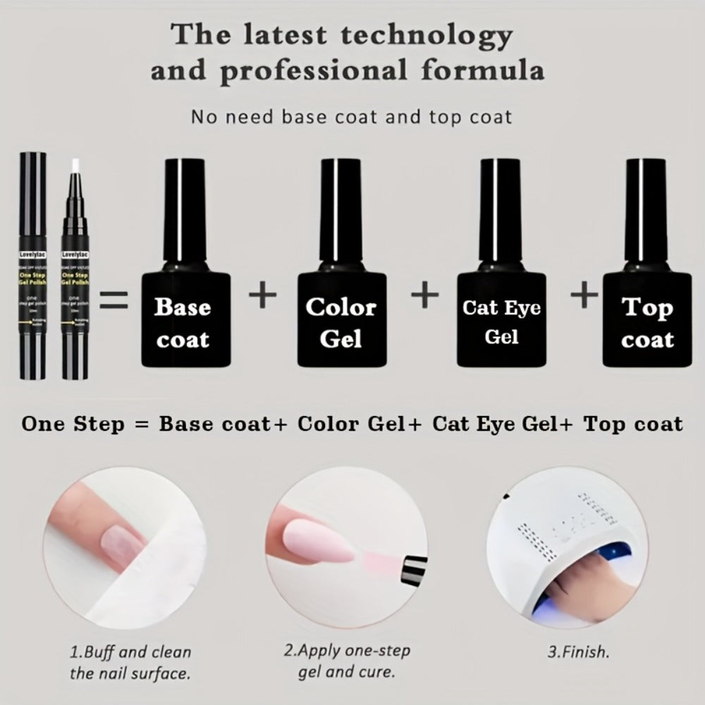 Magnetic Cat Eye Gel Nail Polish Pen 3-in-1 All-in-One Base Coat Color Top Coat - Ultra-Bright High-Saturation Polygel, Long-Lasting Chip-Resistant DIY Nail Art for Women, Salon &  - product image 7