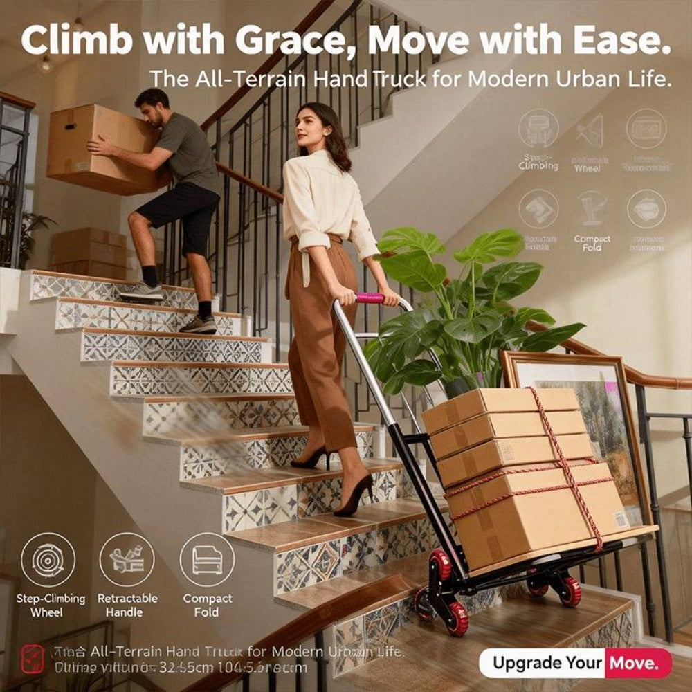 Folding Hand Truck Stair Climbing Wheels Heavy Duty 220 450 680 LBS Capacity Compact Collapsible Handcart Dolly for Home Warehouse Grocery Moving Office Material Handling - product image 3