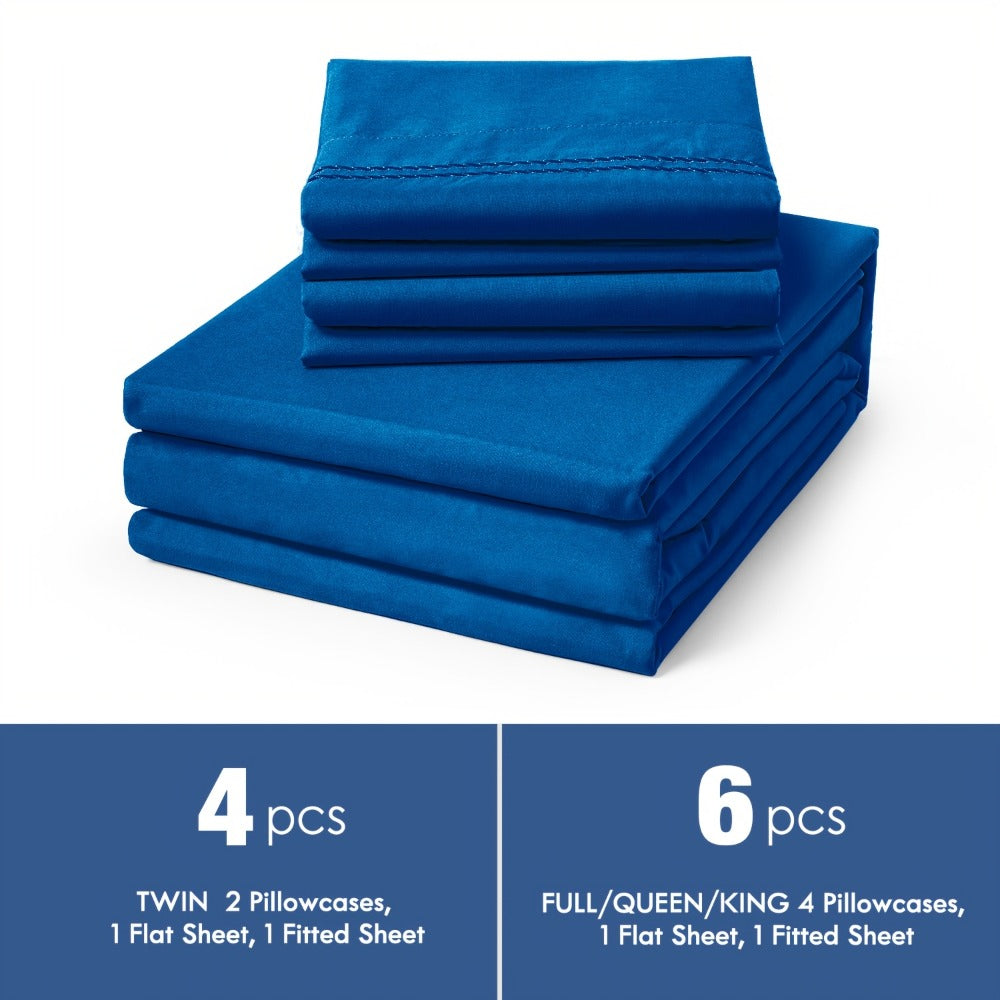 Bed Sheet Set Deep Pocket Soft Microfiber - Fitted Sheet Flat Sheet & Pillowcases Twin Full Queen King - Cooling Breathable Fade Resistant Sheets for Daily Use Dorms Guest Rooms - product image 19