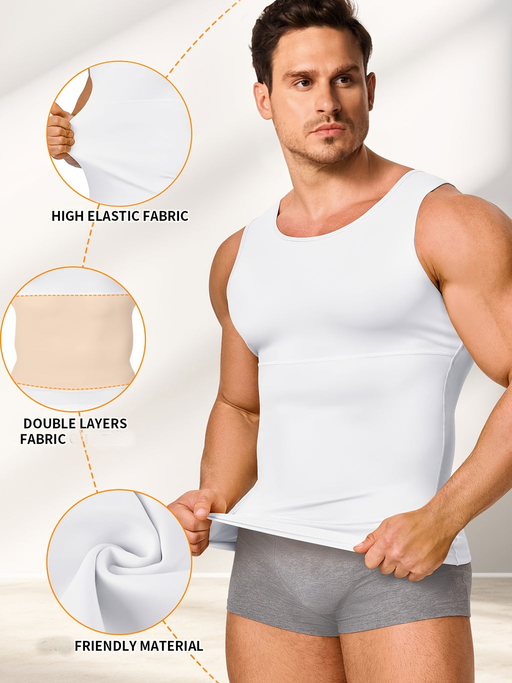 Men' Compression Shirt & Body Shaper Vest - High-Elastic Workout Tank Top with Abdominal Toning, Tight-Fit Shirt Suitable for Gym, Post-Surgery, Year-Round - product image 19
