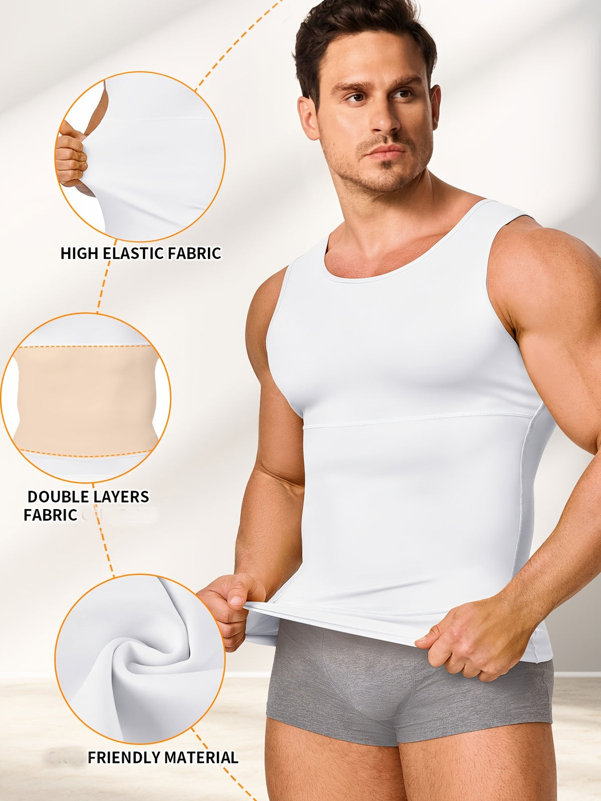 Men' Compression Shirt & Body Shaper Vest - High-Elastic Workout Tank Top with Abdominal Toning, Tight-Fit Shirt Suitable for Gym, Post-Surgery, Year-Round - product image 19