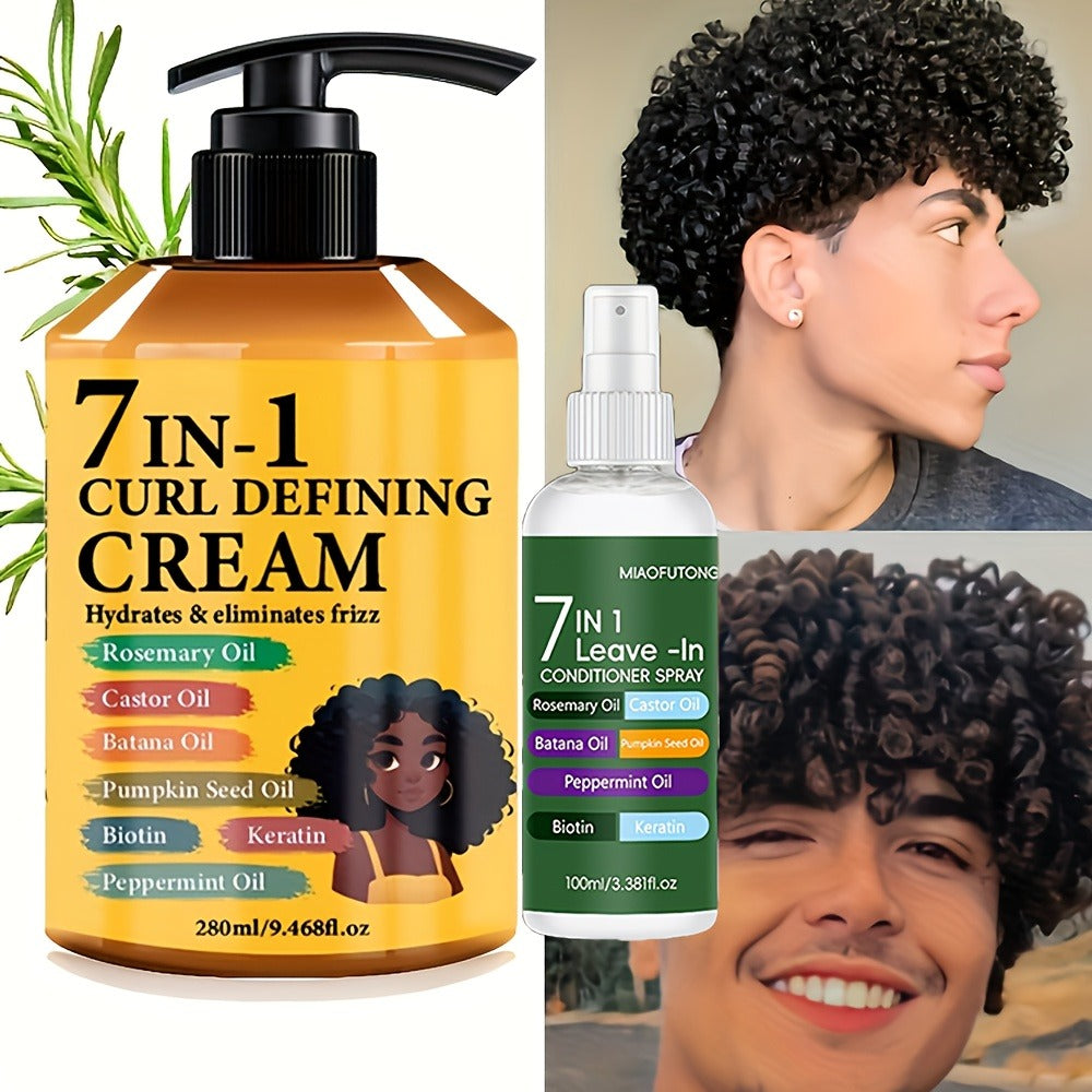 Rosemary Hair Growth Styling Cream & Leave-In Conditioner Spray Set 2pcs - 7-in-1 Formula with Castor, Batana & Pumpkin Seed Oil, Biotin & Keratin for All Hair Types | 9.47oz + 3.3 - product image 6