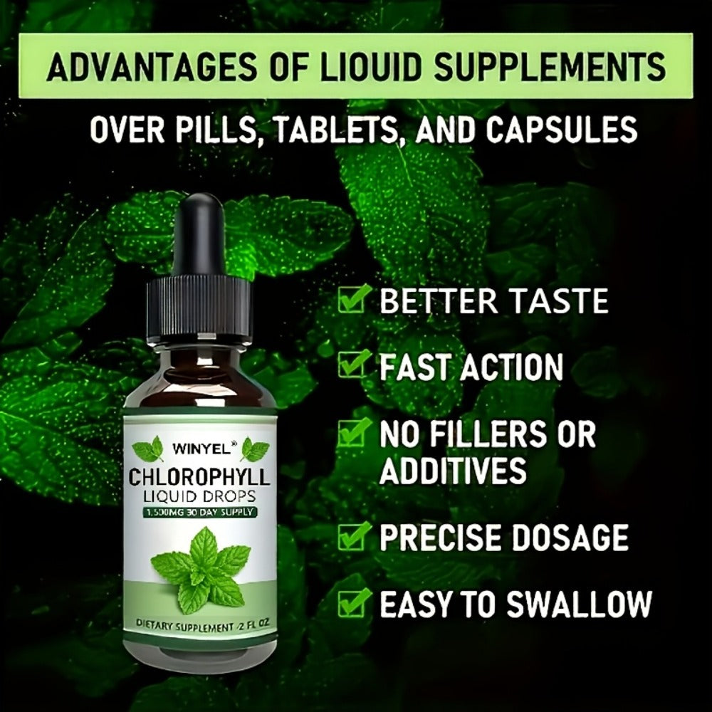 Liquid Chlorophyll Drops Supplement for Internal Deodorant Body Odor Control Detox Skin Clarity & Natural Energy — Alkalizing Antioxidant Plant-Based Daily Wellness for Women & Men - product image 3