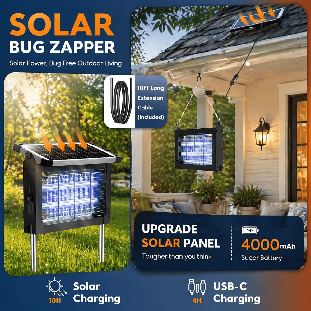 Solar Bug Zapper Outdoor 4200V – Solar Powered Mosquito Killer with Auto/Manual Dual Mode, 2100 Sq.Ft Coverage, 12H Runtime, 3-Way Charging, 10FT Cord, Safe for Family & Pets, for  - product image 6