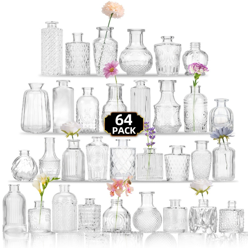 Glass Bud Vases Bulk - Small Flower Vases for Centerpieces, Rustic Wedding Table Decorations, Banquet, Party & Restaurant Decor, Aesthetic Home Decor for Halloween & Christmas, Set - product image 6