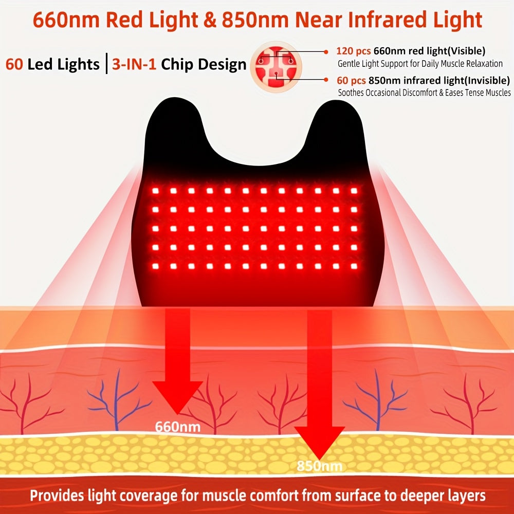 660nm & 850nm Infrared Light, 3 Massage Levels, 5 Light Modes, Joint Pain Relief & Muscle Recovery for Knee Elbow Shoulder with Extension Band – Red Light - product image 3