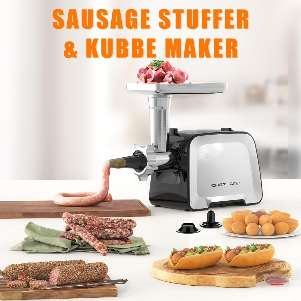 Heavy Duty Electric Meat Grinder & Sausage Stuffer – Stainless Steel with 2 Blades, 2 Cutting Plates, Sausage Tube & Kubbe Kit for Home Butcher & Meal Prep - product image 3