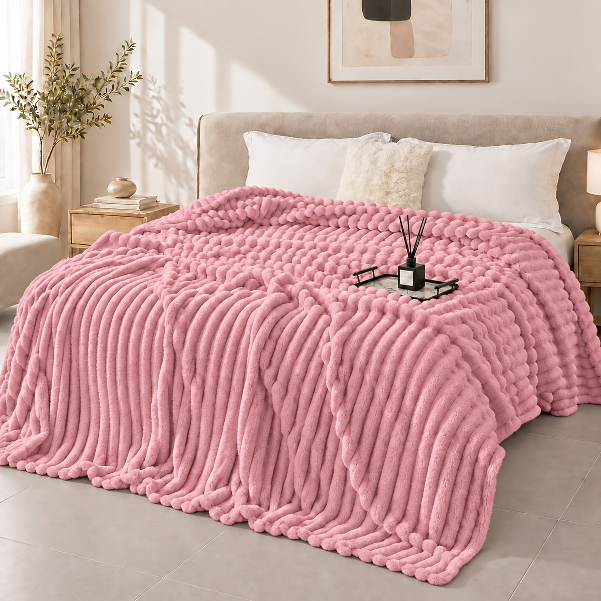 1pc Ultra-soft Faux Rabbit Fur Blanket, Comfortable and Warm, Suitable For All Seasons, Available In Multiple Colours, Multipurpose Blanket, Suitable For Bed - product image 9
