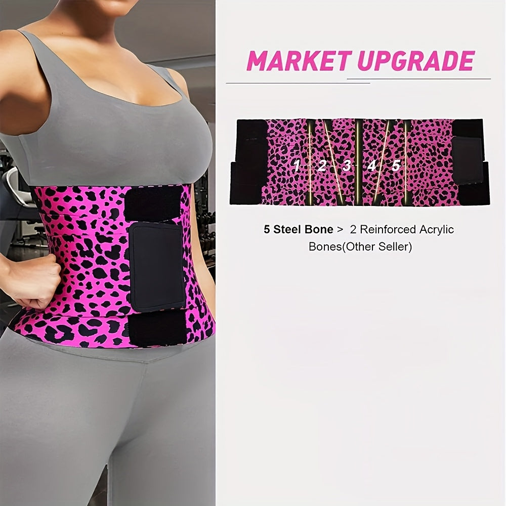 Leopard Print High Compression Back Support Waist Trainer Belt Gym Waist Cincher Trimmer Belt Tummy Control Body Shaper with Triple Wrap - product image 4