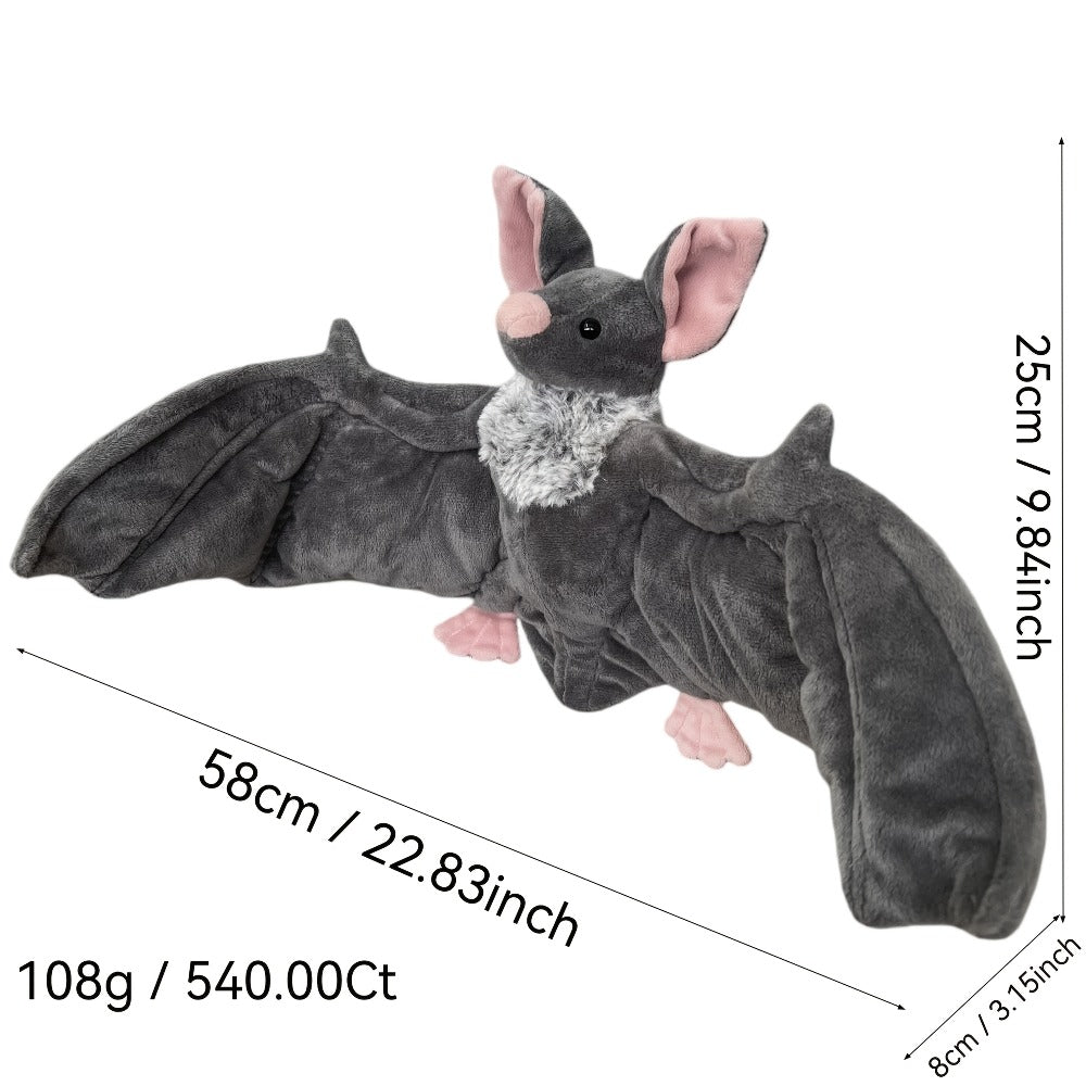 Giant Bat Plush Stuffed Animal 23 Inch Wingspan Soft Grey Spooky Bat Toy Halloween Decor Gift for Kids Adults Bat Lovers Gothic Fans Animal Lovers for Parties - product image 2