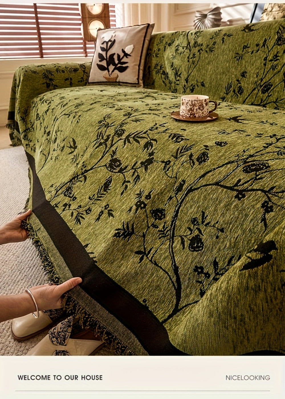 Sofa Cover Chenille Thickened Non-Slip Couch Slipcover Floral Pattern for Living Room Office Pet-Safe All-Season — 1 2 3 4 Seater Sizes - product image 23