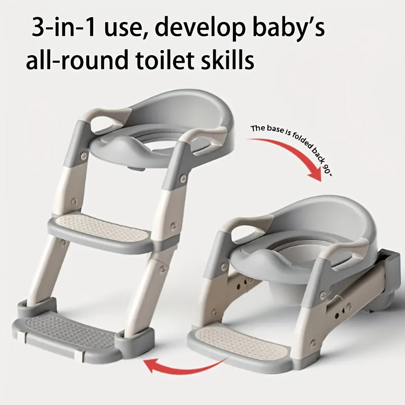 3-In-1 Portable Toilet Seat for - Adjustable and Foldable Step Stool with Safety Harness, Multi-Colored, Made of Plastic - Perfect for Home, Stairs, and - product image 2