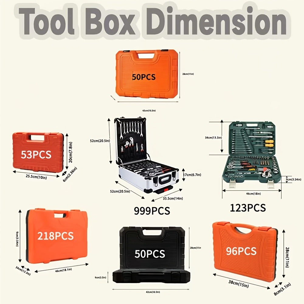 Ratchet Socket Wrench Set with Handle – 50/53/96/123/218/999PCS | 3/8" Drive CR-V Steel | Metric & Imperial Sizes | Car Maintenance, Boat & Home Repair Tool Kit for Mechanics - product image 4