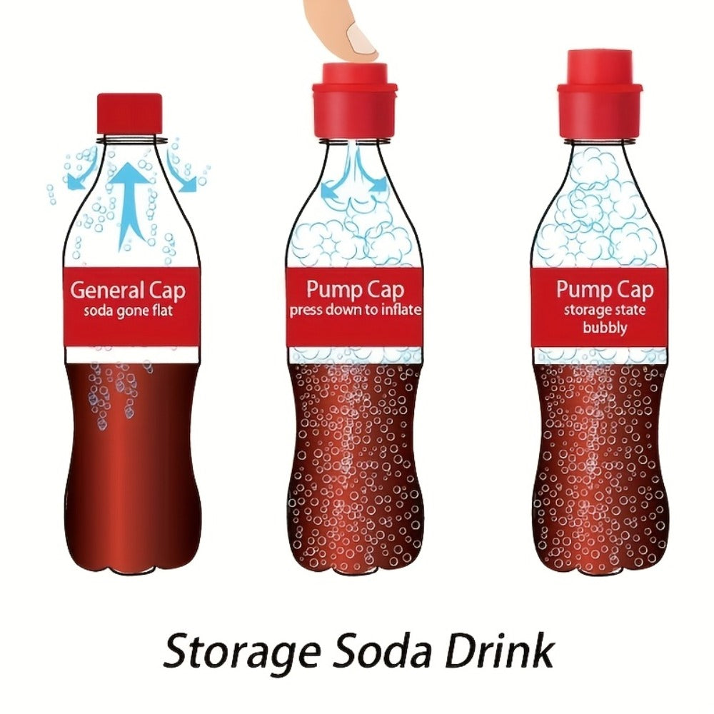 Soda Bottle Caps 3-Pack Carbonation Saver – Squeeze to Restore Bubbles & Lock in Freshness | Leak-Proof Reusable Bottle Caps in Black Red Combo | Fridge Travel Outdoor Kitchen Drin - product image