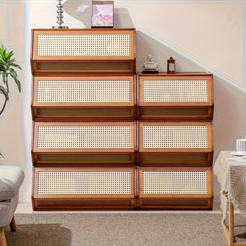 Bamboo Shoe Rack with Flip Drawer Freestanding Narrow Entryway Shoe Organizer 2 Sizes Stackable Storage for Living Room Bedroom - product image 14