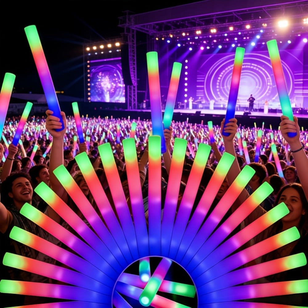 LED Light Up Foam Glow Wands 27/30 Pack | Multi-Color Flashing Glow Sticks for Party Supplies Weddings Birthdays Christmas Graduation Camping Outdoor Celebrations