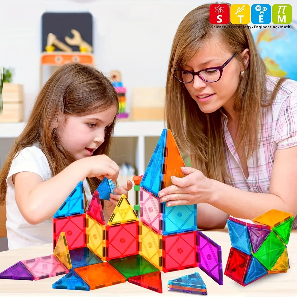 Toddler Magnetic Tiles 34 Piece Starter Set | STEM Magnetic Building Blocks for Kids Ages 3+, Creative Construction Toy for Boys & Girls, Birthday Christmas - product image 4