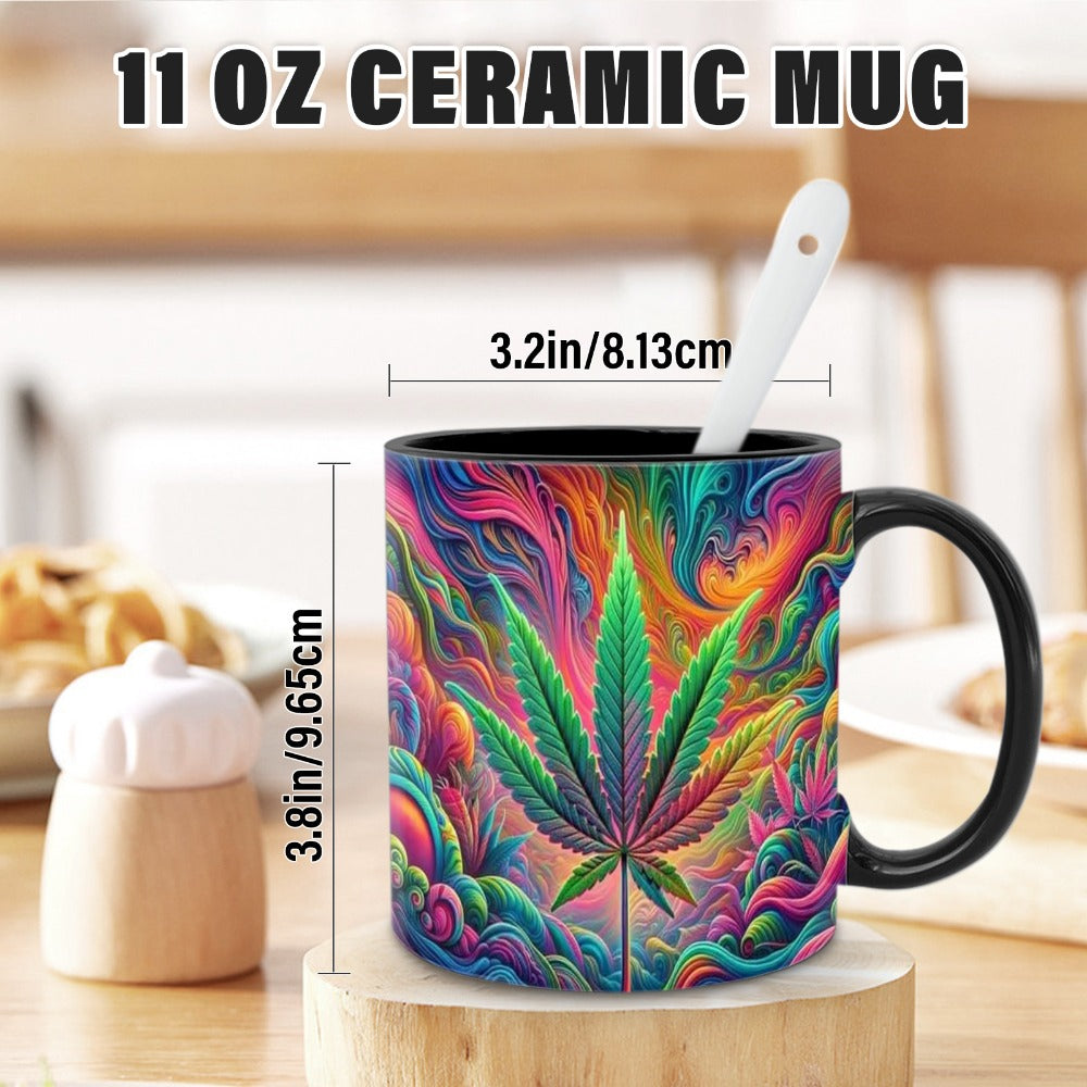 Psychedelic Print Ceramic Mug 11oz – Unique Artistic Coffee Mug for Living Room Office & Cafe | Cool Gift for Friends | Novelty Tea Cup with Bold Colorful Design - product image 2