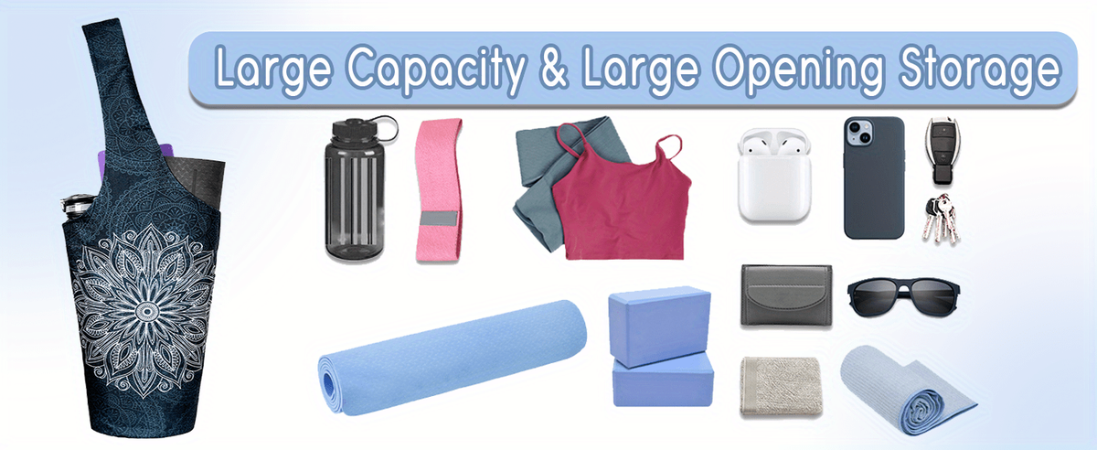 Large Shoulder Carrier with Dual Pockets for Yoga Mat, Block, Strap & Accessories, Fits Most Mat Sizes, Gym & Studio Bag for Women, Cloud Forest & Mandala - product image 3