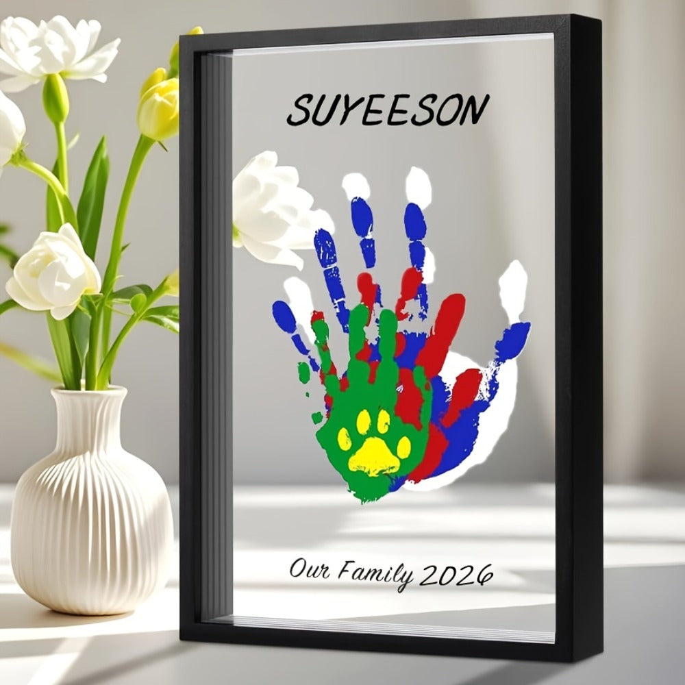 Handprint Kit for Family - DIY Wooden Keepsake Frame with Paint, Baby Hand & Footprint Craft Set, Cherished Memory Keepsake Box, Unique Gift for New Parents, Home Decor Nursery Art - product image 4